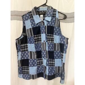 Byer denim patchwork blouse sleeveless vest top 
Womens XL